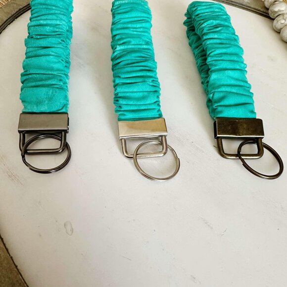 Simple Blue Scrunchie Keychain Wristlet - Picture 2 of 3